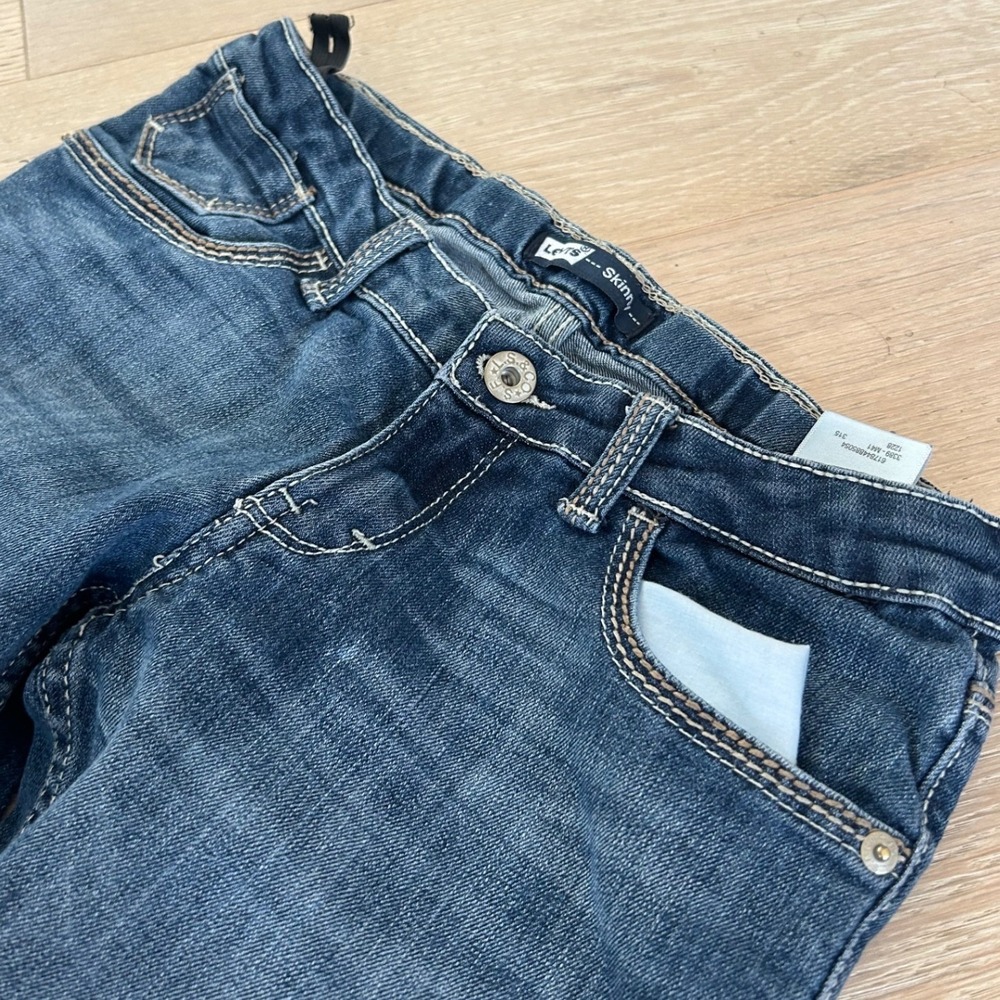 Levis Girls Skinny Jeans Medium Wash Blue Adjustable Waist Size 14 REG - Picture 5 of 10